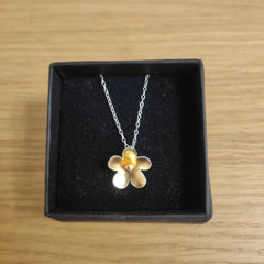 Sterling silver & 24 carat gold flower necklace