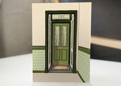Tenement door in Green greetings card