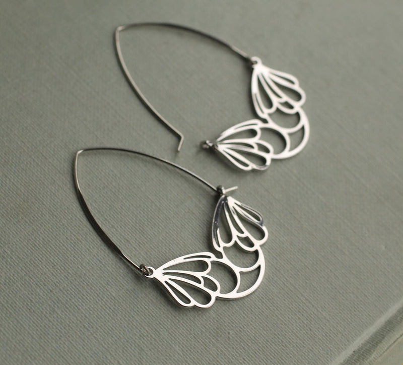Art Nouveau flower hoop earrings