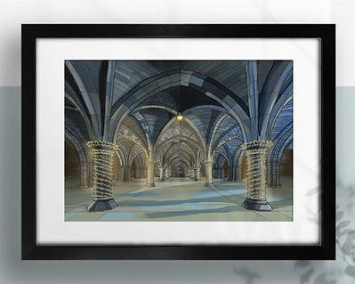 The Cloisters by Night, University of Glasgow A4 print