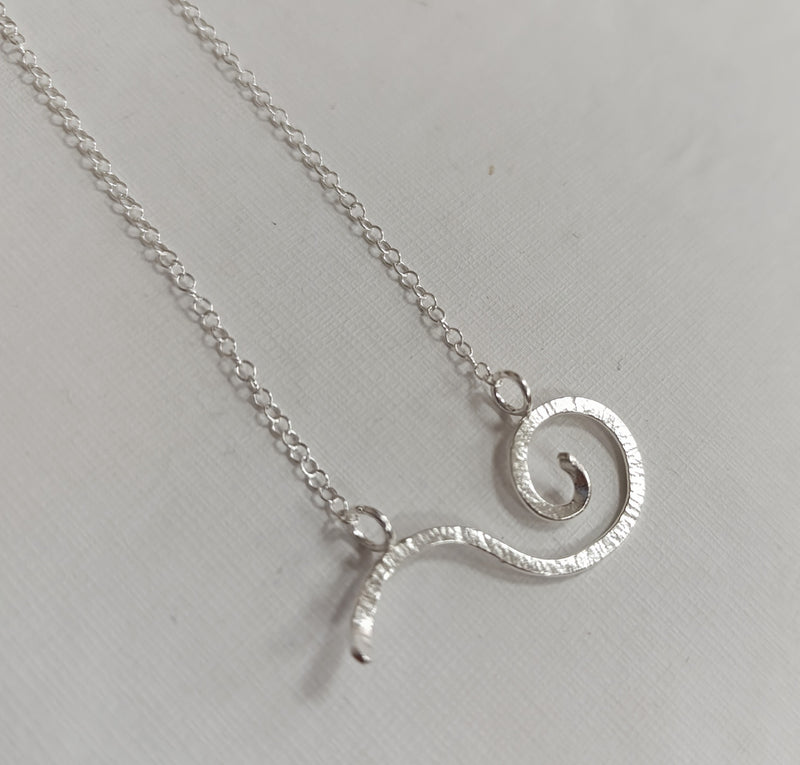 Sterling silver curved wave necklace