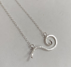 Sterling silver curved wave necklace
