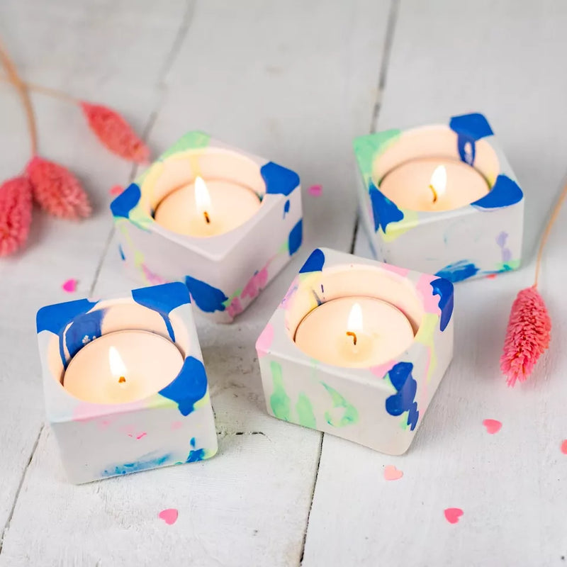 Marbled jesmonite tea light holder