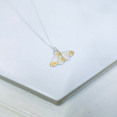 Sterling Silver & 22kt gold moon moth pendant