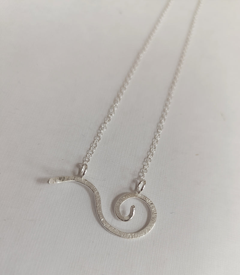 Sterling silver curved wave necklace
