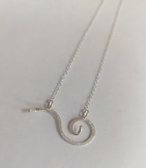 Sterling silver curved wave necklace