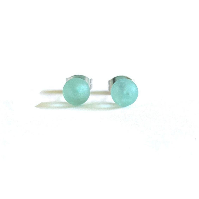 Aqua green frosted glass whisky bottle studs