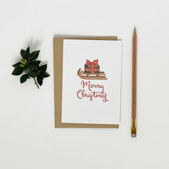 Pack of 6 Merry Christmas dachshund and sledge cards