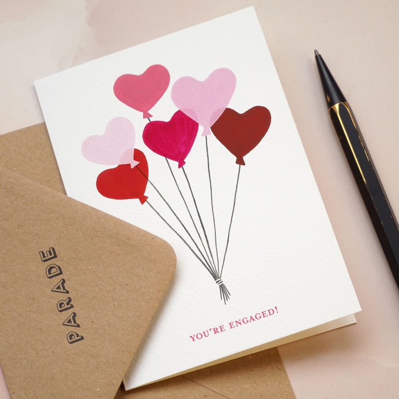 You're engaged heart balloons card