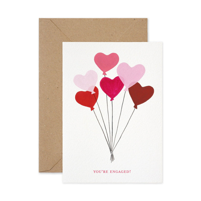 You're engaged heart balloons card