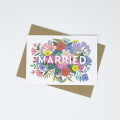 Married colourful flowers card