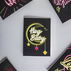 Neon hey baby card