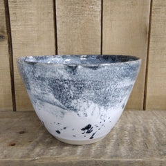 Ceramic bowl - charcoal grey & white glaze