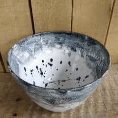 Ceramic bowl - charcoal grey & white glaze