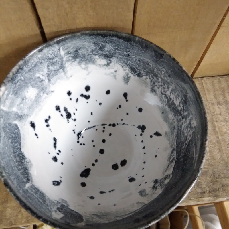 Ceramic bowl - charcoal grey & white glaze