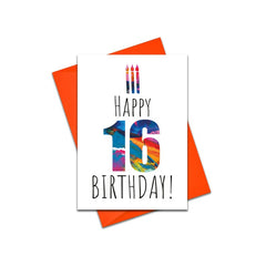 Happy 16 birthday candles card
