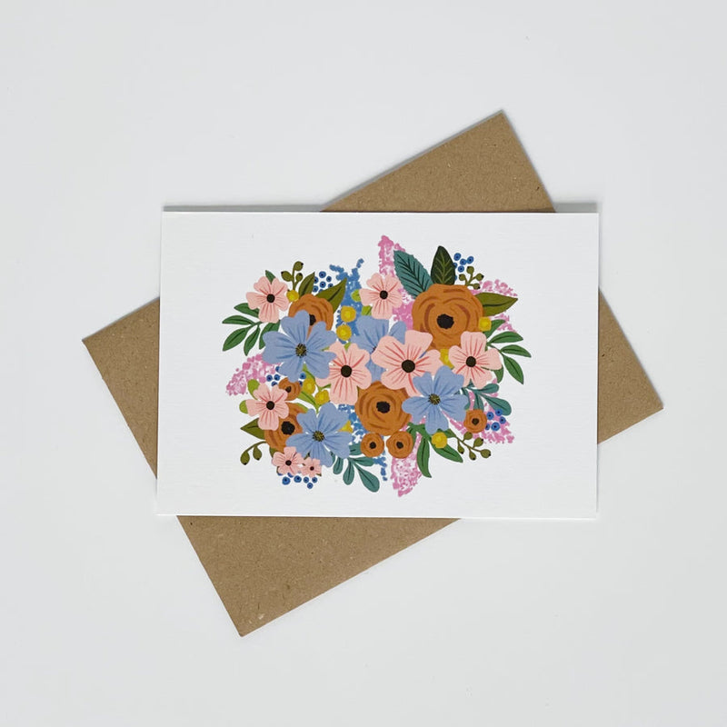 Flowers on white background card