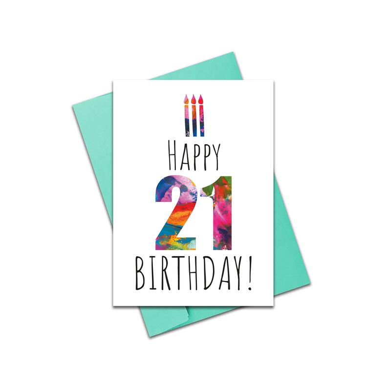 Happy 21 birthday candles card