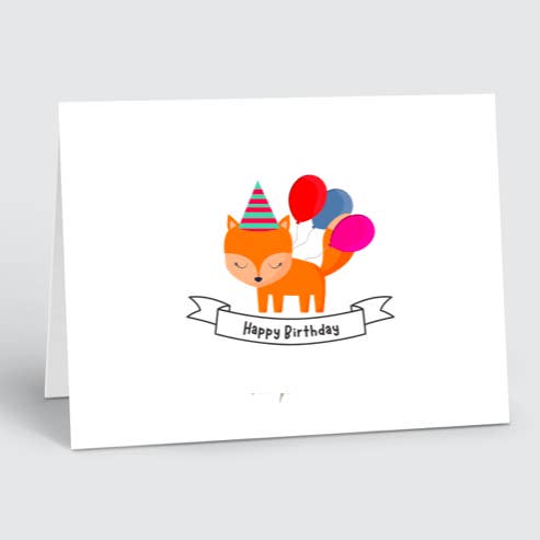 Plantable happy birthday fox & balloons card