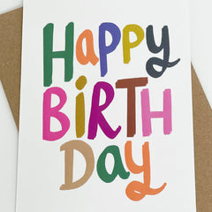 Happy birthday colourful letters card