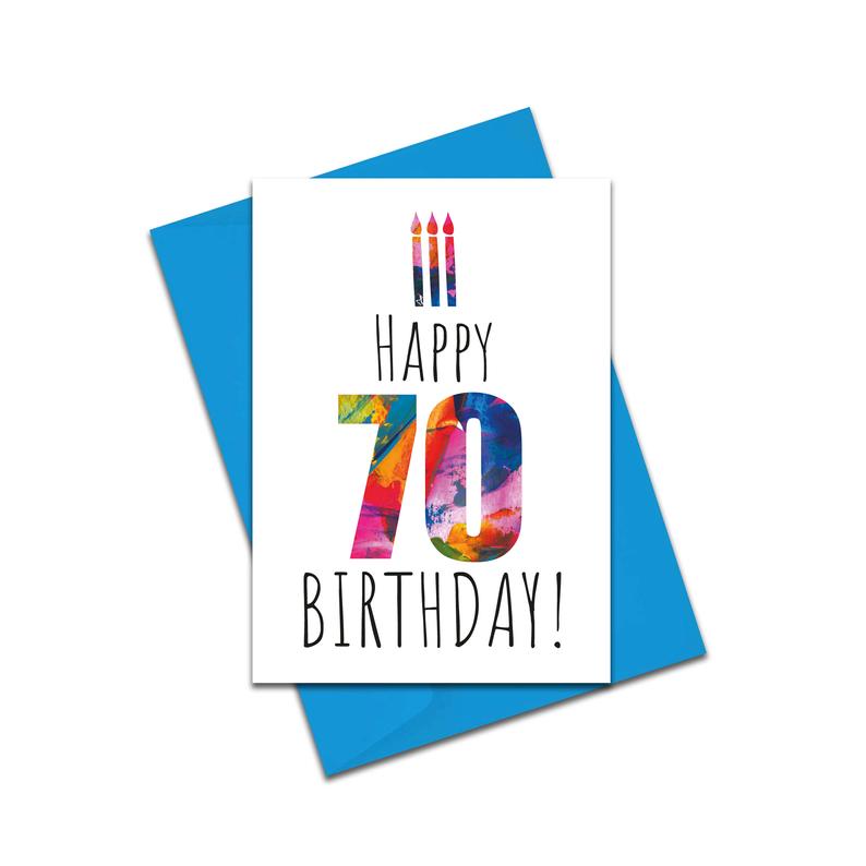Happy 70 birthday candles card
