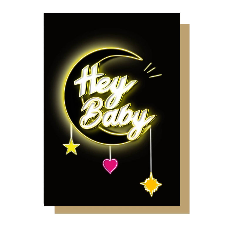Neon hey baby card