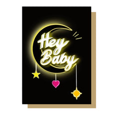 Neon hey baby card