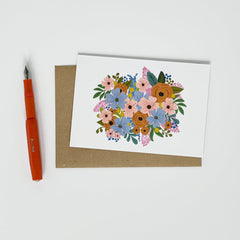 Flowers on white background card