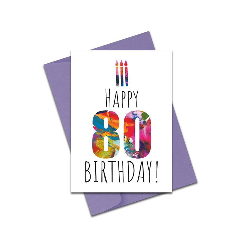 Happy 80 birthday candles card