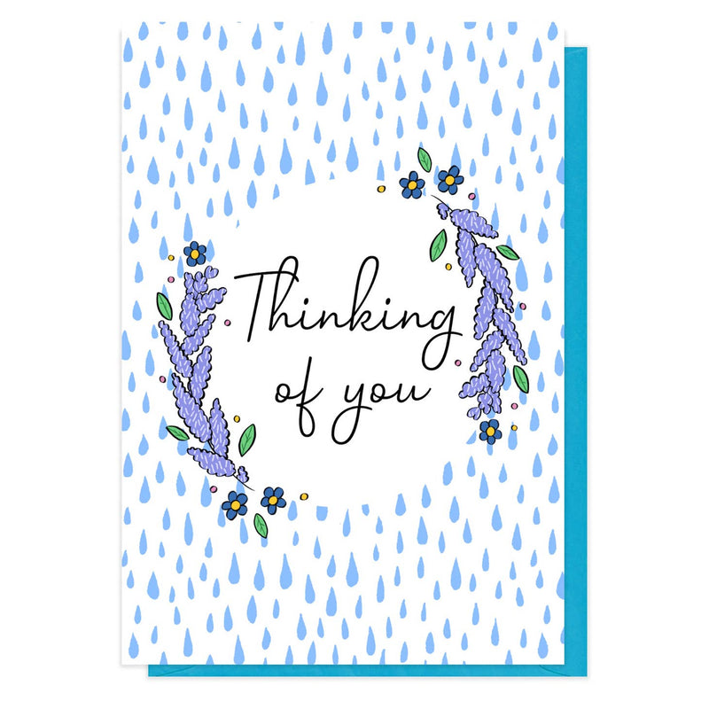 Thinking of you floral wreath card