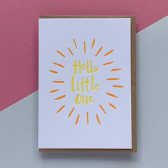 Hello little one letterpress card
