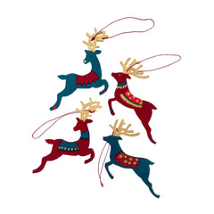 Wooden Reindeer decorations (4-pack)