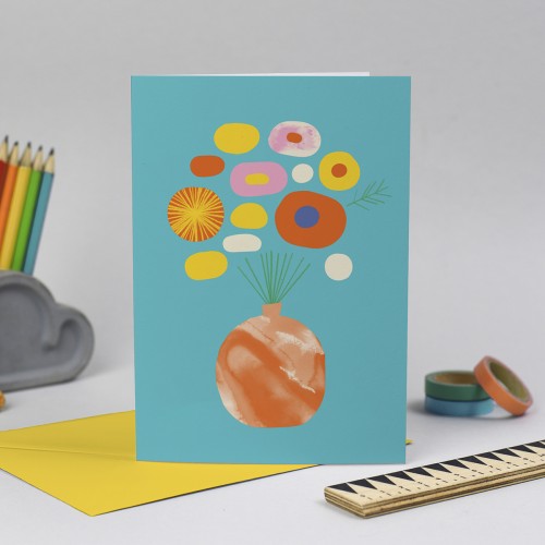Colourful vase of flowers card