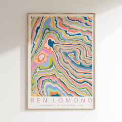 Mountain colourful topography print - Ben Lomond