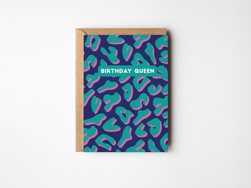 Birthday queen leopard print card