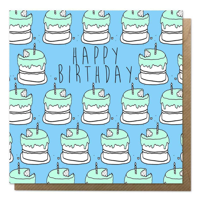 Happy birthday cakes card (2 colours available)