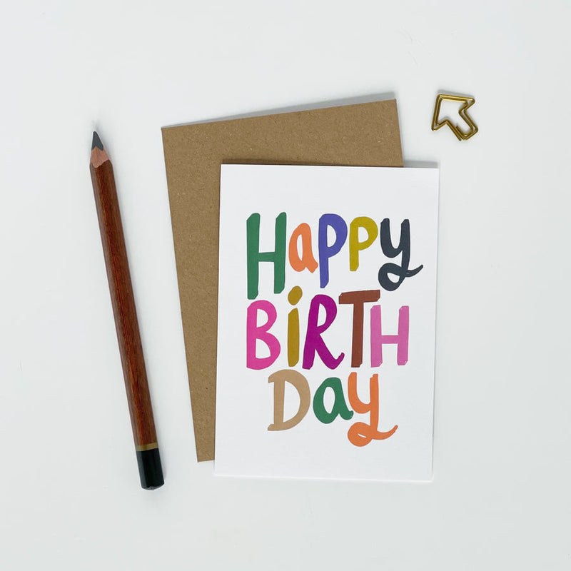Happy birthday colourful letters card