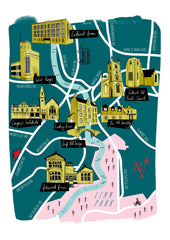 A3 Glasgow map print - Cathcart & Linn Park