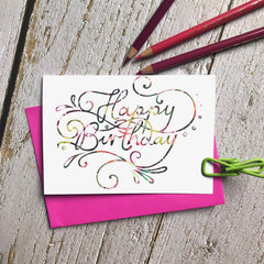 Happy birthday colourful calligraphy card