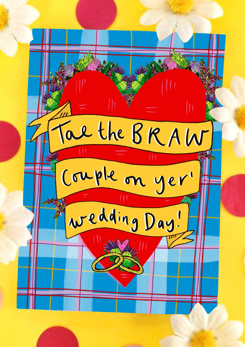 Tae the braw couple on yer' wedding day card