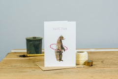 Have fun bear with hula hoop card