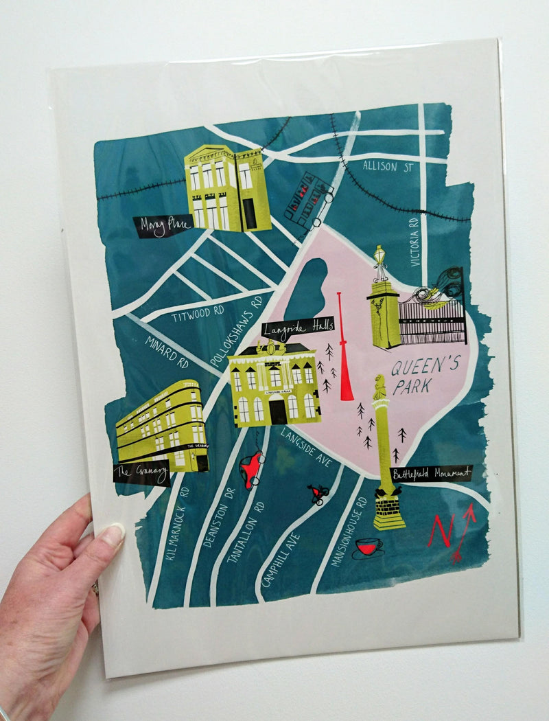 A3 Glasgow print - Shawlands & Queen's Park