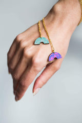 Dappled arch wooden necklace - 2 colours available