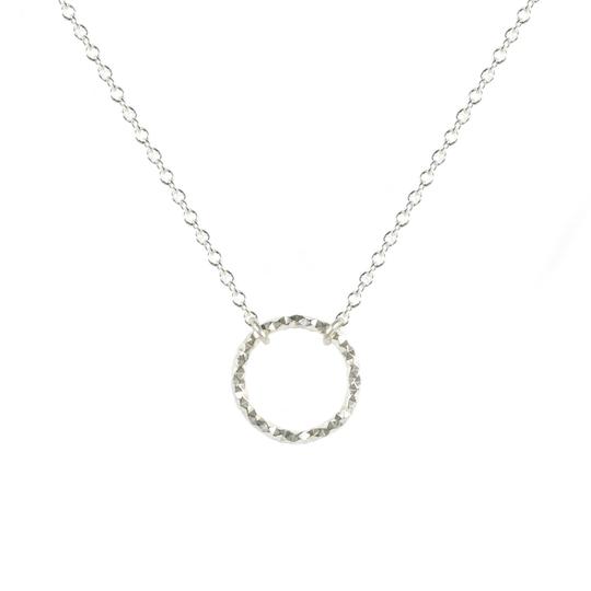 Necklace – Sterling Silver faceted circle 'halo'