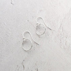 Drop earrings – faceted circle (Sterling Silver or 18ct Yellow Gold Vermeil)