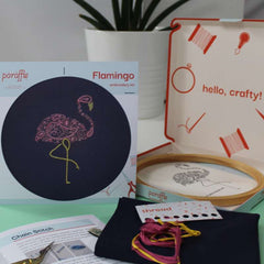 Flamingo tote bag embroidery kit