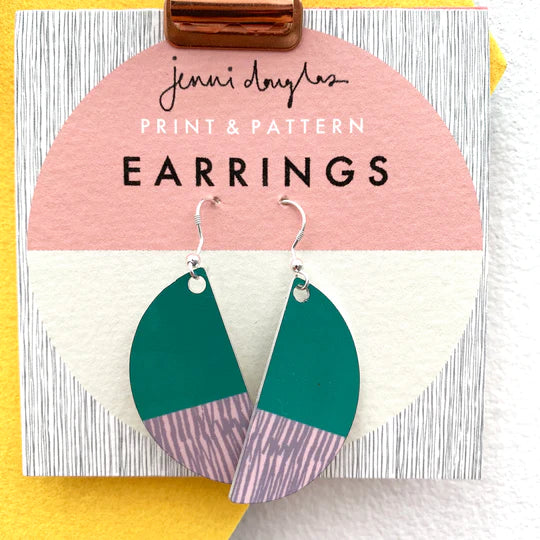'Forest' printed aluminium arc earrings