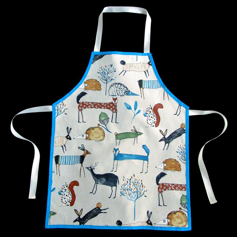 PVC apron – Funky Animals/teal (large & extra large/adult size)
