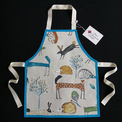 PVC apron – Funky animals/teal (3-7 years size)