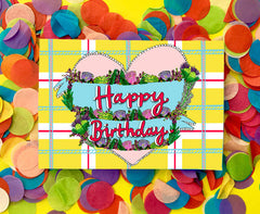 Happy birthday heart and tartan card